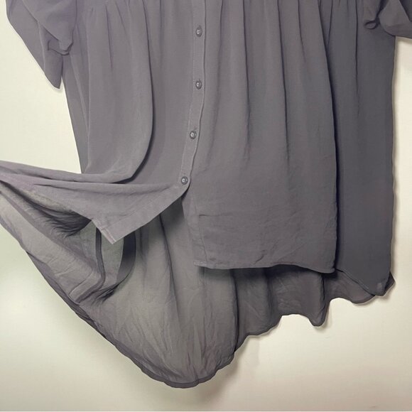 Torrid Women’s Gray Sheer High-Low Button Front grunge fall Tunic Blouse Size 2X - Picture 7 of 11